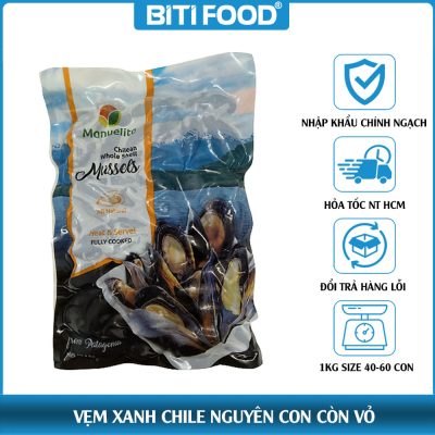 Vẹm Xanh Chile nguyên con 40-60 con/kg 1kg 14 Vẹm Xanh Chile Nguyên Con 1kg (40–60 Con)