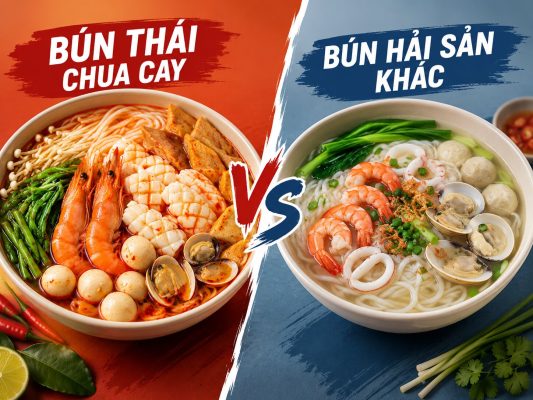 bun thai chua cay va bun hai san